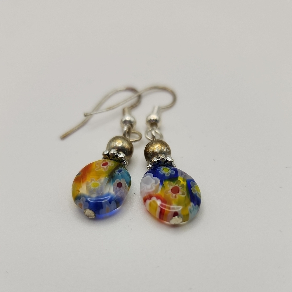 Murano Colorful Floral Drop Earrings